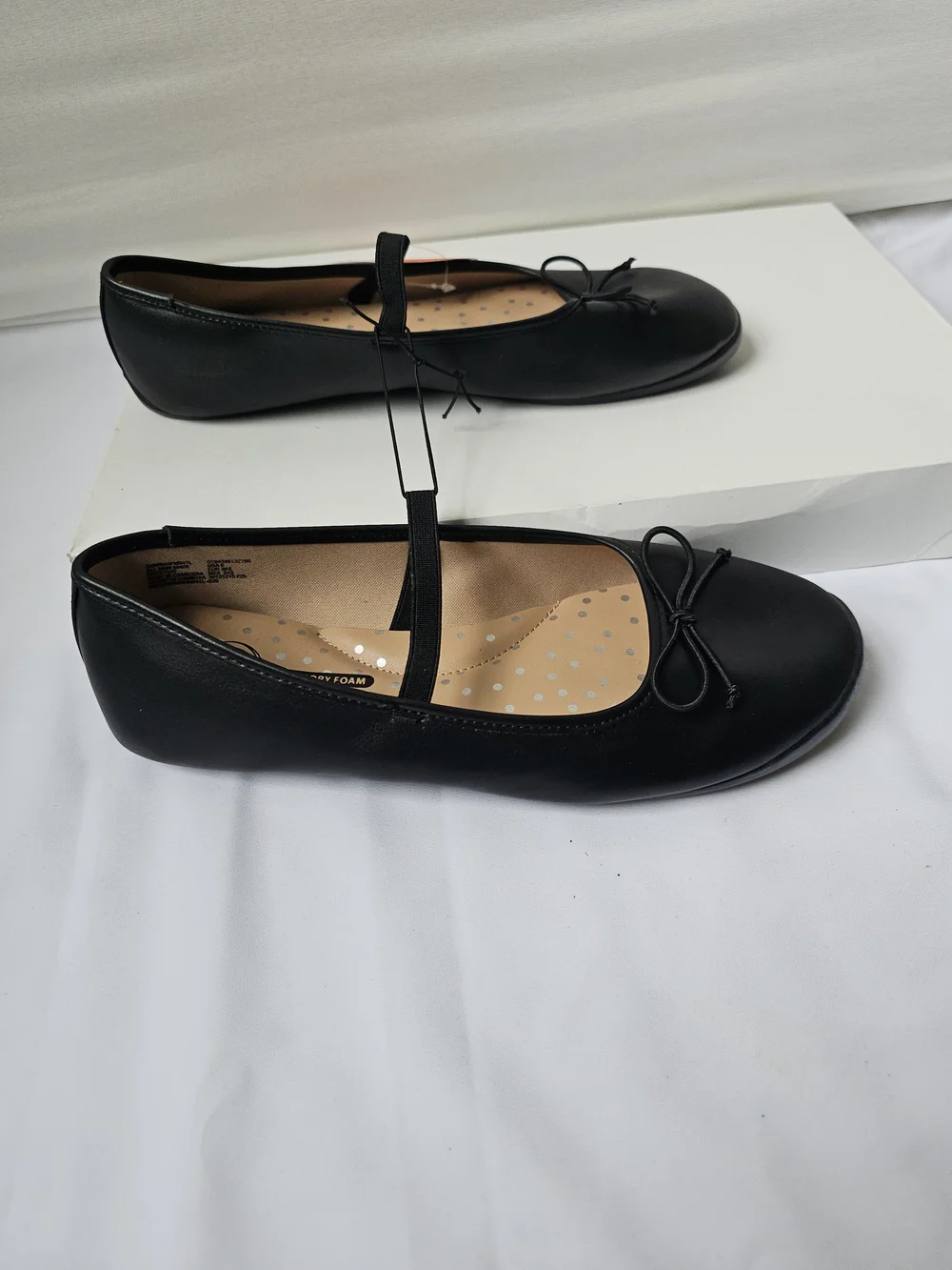 NWT Wonder Nation Black Ballet Flats Girls Sizes 1 & 4 | Memory Foam